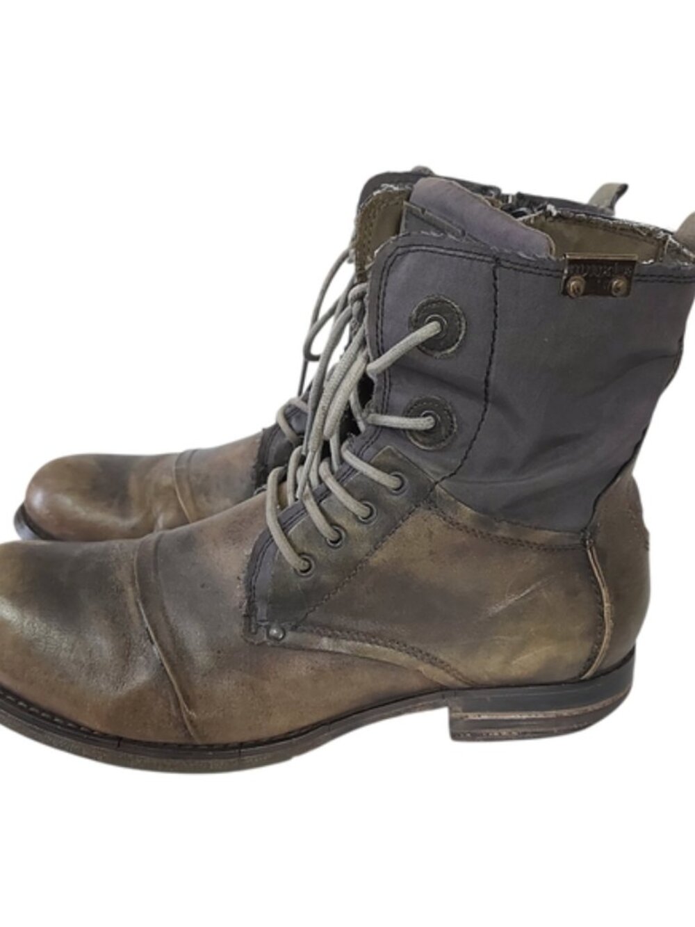 Bunker Unisex Tara Distressed Zip Laceup Tactical Canvas Leather Military Boots